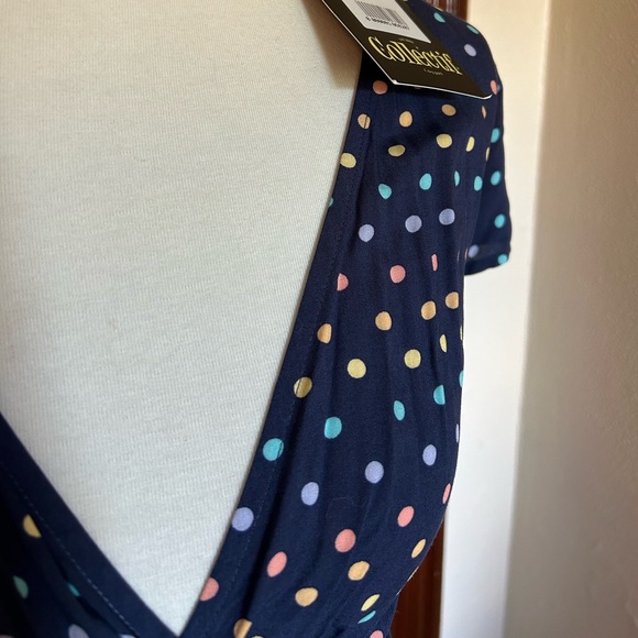 Collectif Polkadot Rainbow Wrap Top - Picture 2 of 2